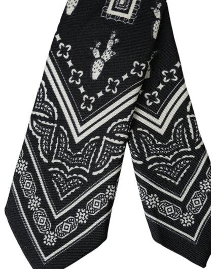 Black Patterned 100%Silk Adjustable Tie-Dolce & Gabbana-LabelTerrace.com