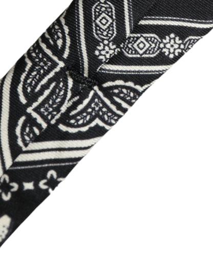 Black Patterned 100%Silk Adjustable Tie-Dolce & Gabbana-LabelTerrace.com