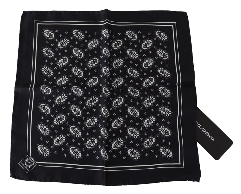 Black Patterned Square Scarf Silk Handkerchief-Dolce & Gabbana-LabelTerrace.com