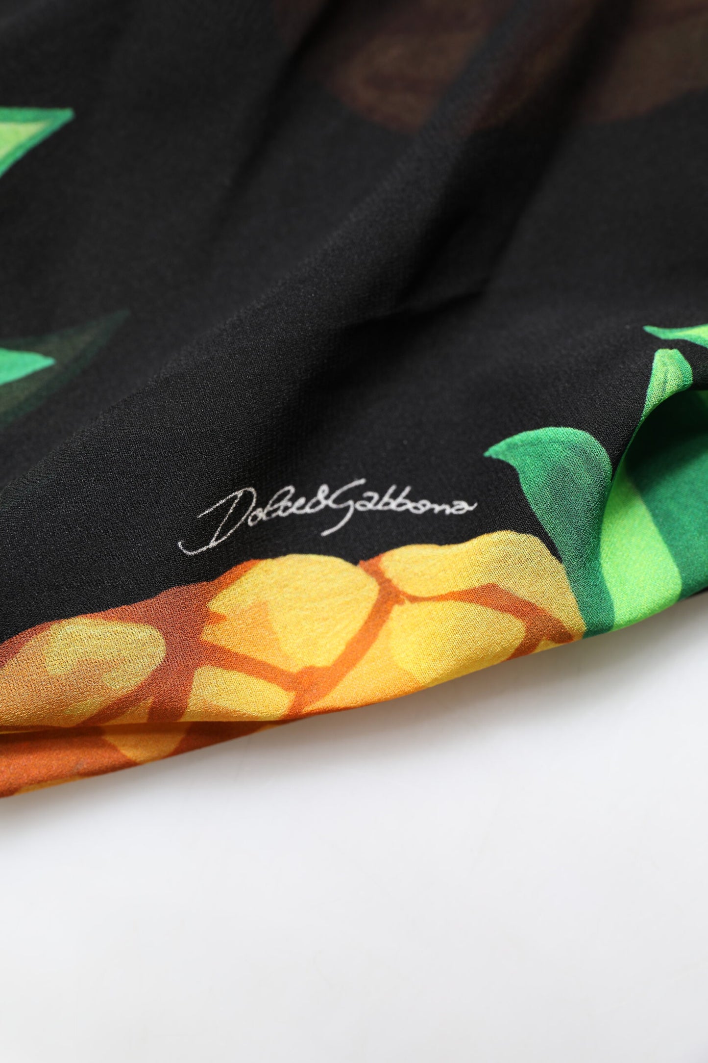 Black Pineapple Print Silk Wrap Mini Dress-Dolce & Gabbana-LabelTerrace.com