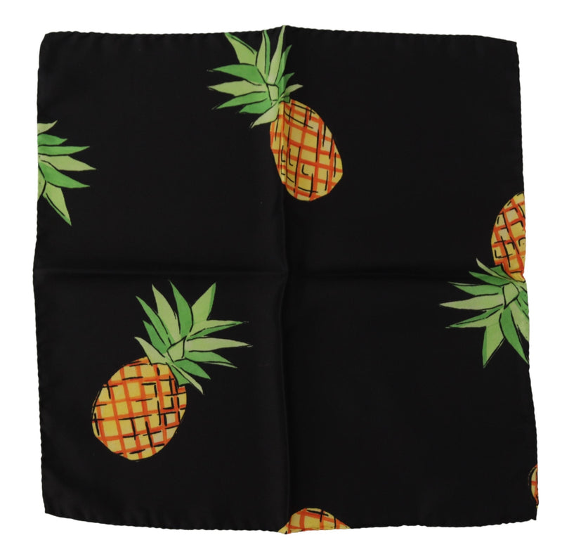 Black Pineapple Printed Square Handkerchief Scarf-Dolce & Gabbana-LabelTerrace.com