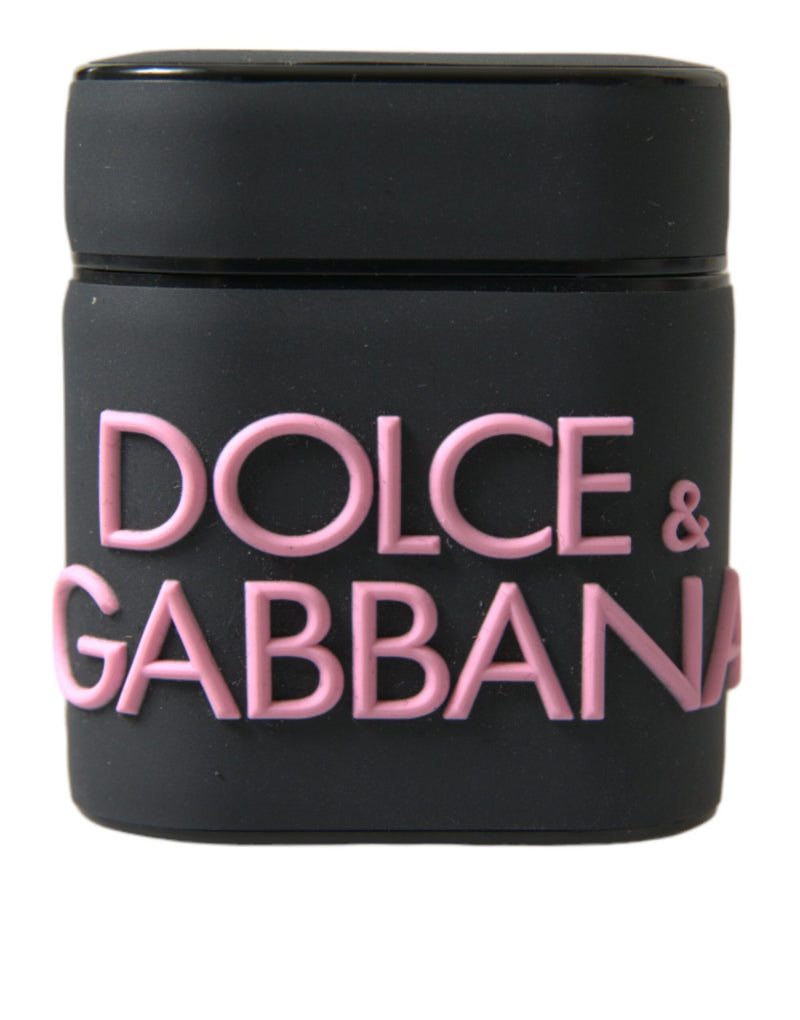 Black Pink Silicone Embossed Logo Airpods Case-Dolce & Gabbana-LabelTerrace.com