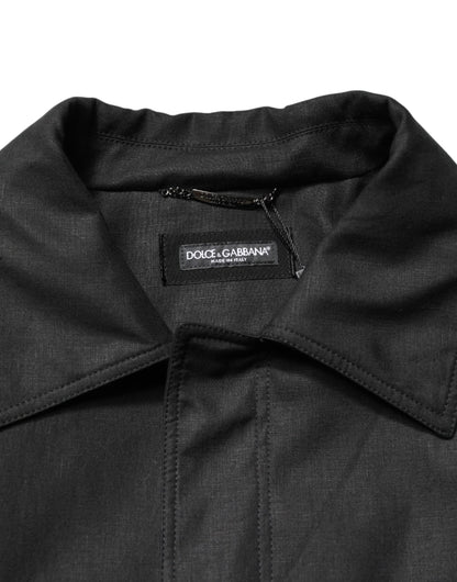 Black Pockets Collared Trench Coat Jacket