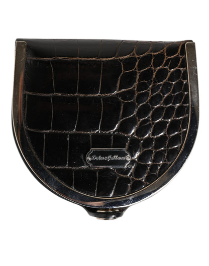 Black Polished Crocodile Leather Mens Coin Purse Wallet
