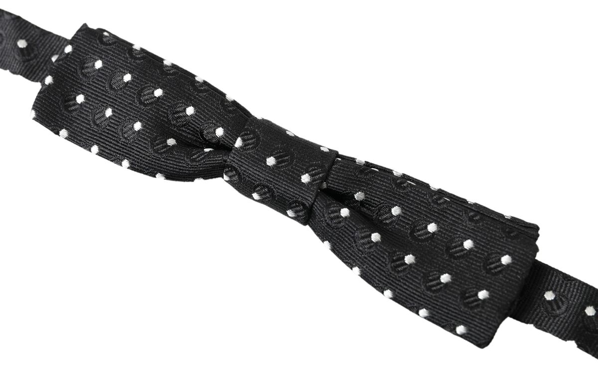 Black Polka Dot Silk Adjustable Men Neck Papillon Bow Tie-Dolce & Gabbana-LabelTerrace.com
