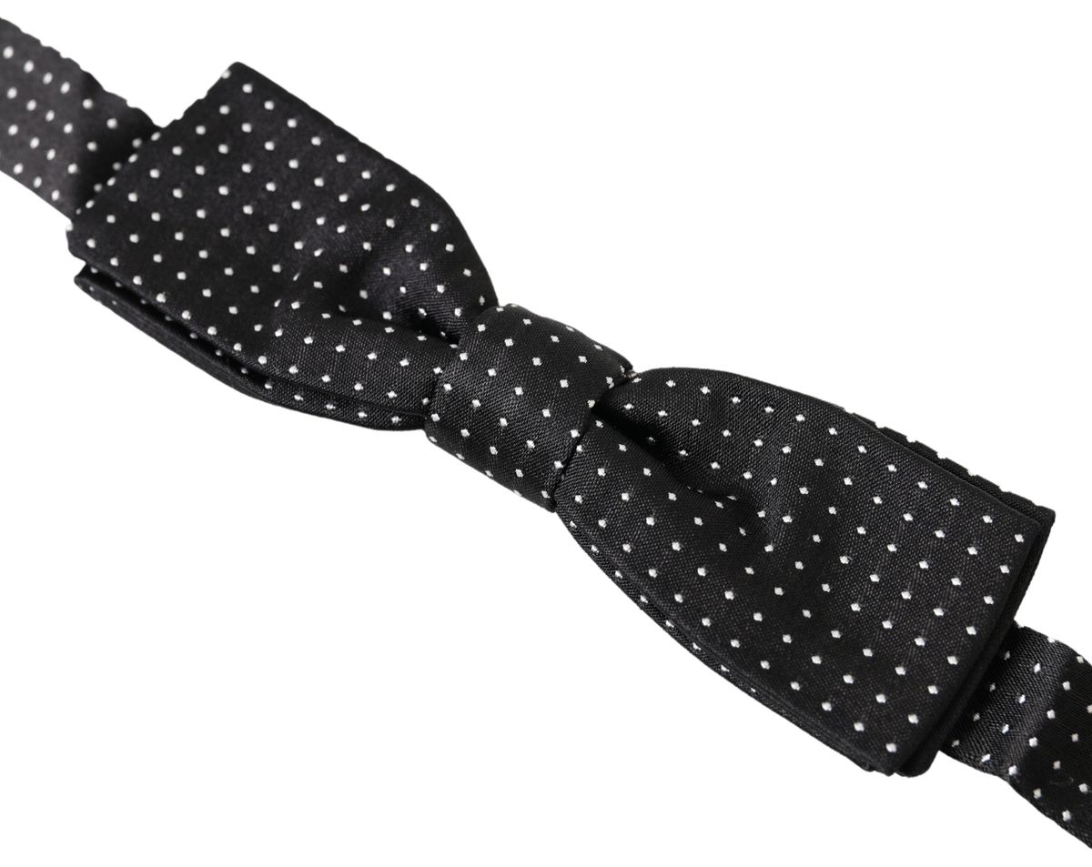 Black Polka Dot Silk Adjustable Men Neck Papillon Bow Tie-Dolce & Gabbana-LabelTerrace.com