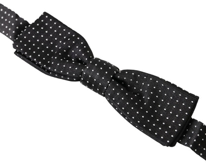 Black Polka Dot Silk Adjustable Men Neck Papillon Bow Tie-Dolce & Gabbana-LabelTerrace.com