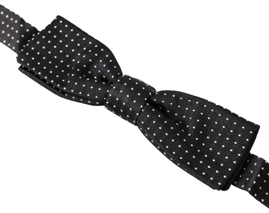 Black Polka Dot Silk Adjustable Men Neck Papillon Bow Tie-Dolce & Gabbana-LabelTerrace.com