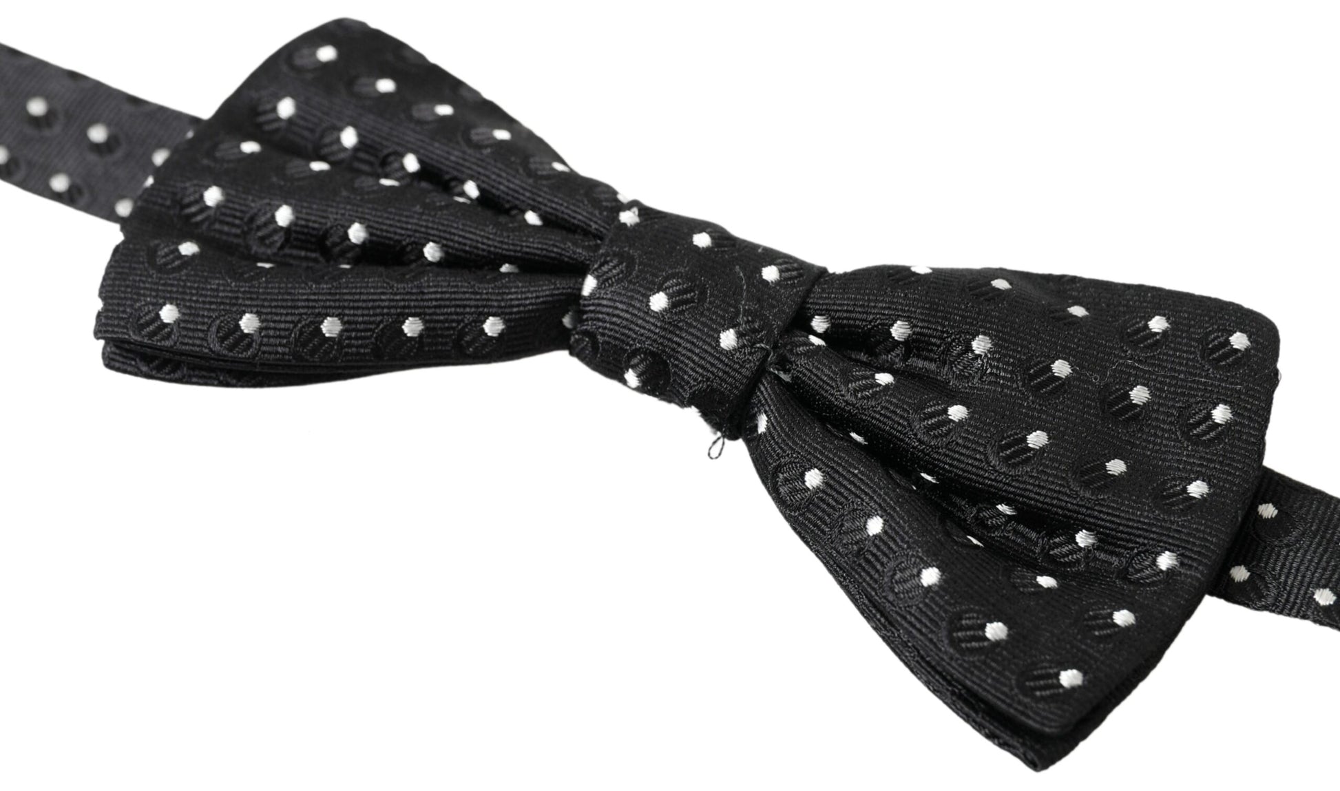 Black Polka Dot Silk Adjustable Men Neck Papillon Bow Tie-Dolce & Gabbana-LabelTerrace.com