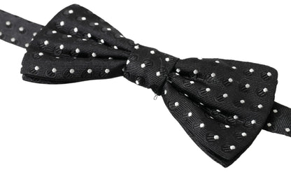 Black Polka Dot Silk Adjustable Men Neck Papillon Bow Tie-Dolce & Gabbana-LabelTerrace.com