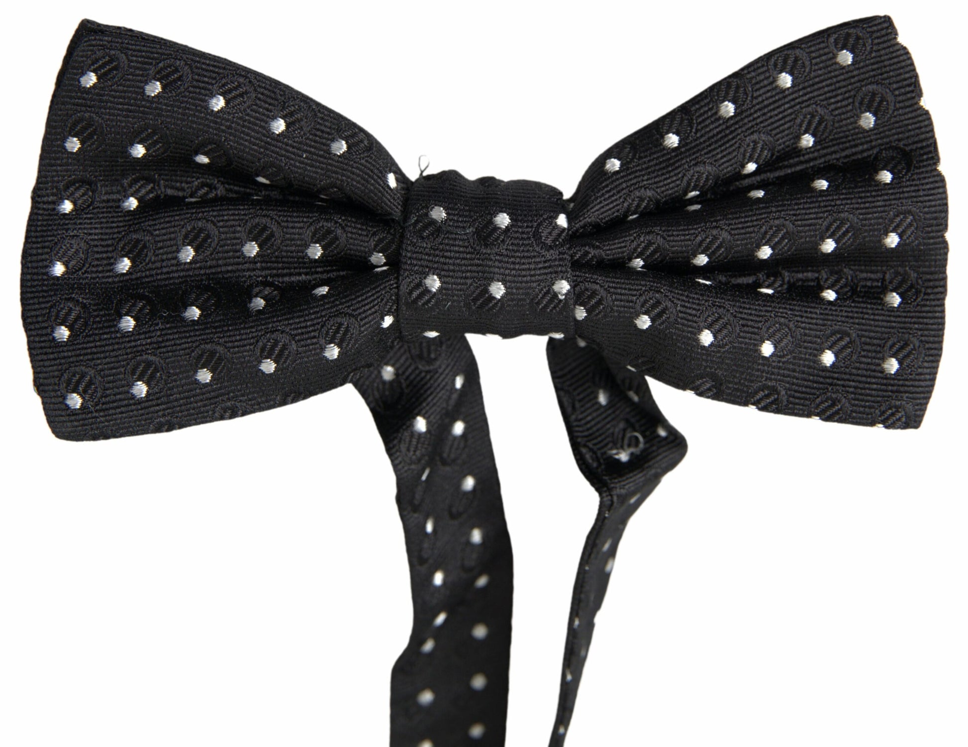 Black Polka Dot Silk Adjustable Men Neck Papillon Bow Tie-Dolce & Gabbana-LabelTerrace.com