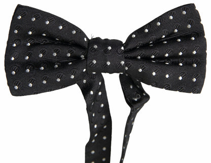 Black Polka Dot Silk Adjustable Men Neck Papillon Bow Tie-Dolce & Gabbana-LabelTerrace.com