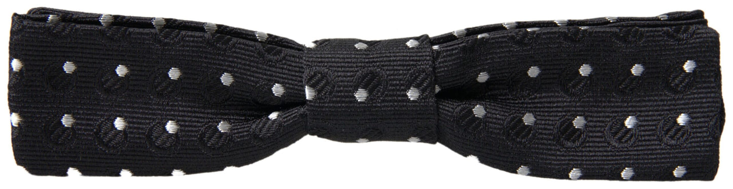 Black Polka Dot Silk Adjustable Men Neck Papillon Bow Tie-Dolce & Gabbana-LabelTerrace.com
