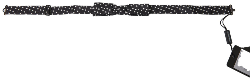 Black Polka Dot Silk Adjustable Men Neck Papillon Bow Tie-Dolce & Gabbana-LabelTerrace.com
