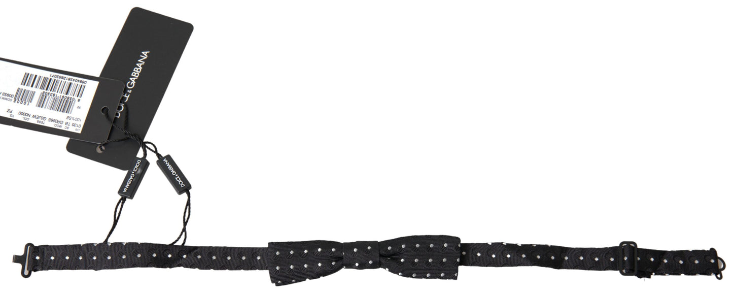 Black Polka Dot Silk Adjustable Men Neck Papillon Bow Tie-Dolce & Gabbana-LabelTerrace.com