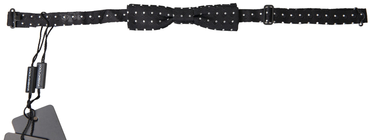 Black Polka Dot Silk Adjustable Men Neck Papillon Bow Tie-Dolce & Gabbana-LabelTerrace.com