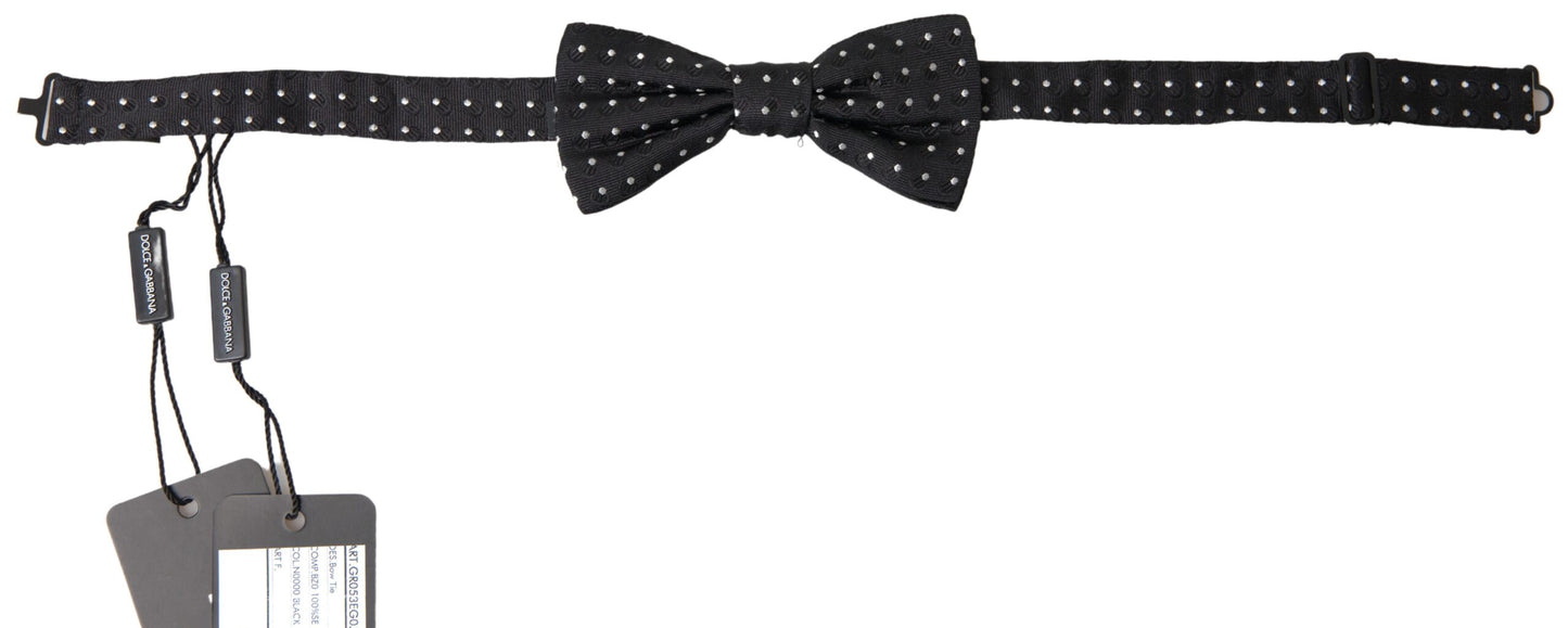 Black Polka Dot Silk Adjustable Men Neck Papillon Bow Tie-Dolce & Gabbana-LabelTerrace.com