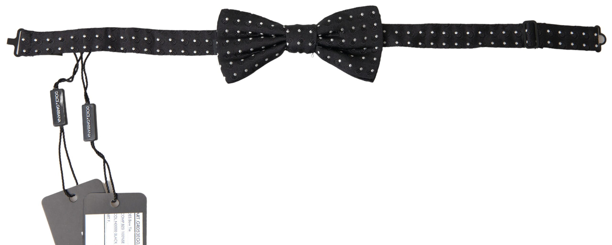 Black Polka Dot Silk Adjustable Men Neck Papillon Bow Tie-Dolce & Gabbana-LabelTerrace.com