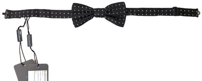 Black Polka Dot Silk Adjustable Men Neck Papillon Bow Tie-Dolce & Gabbana-LabelTerrace.com