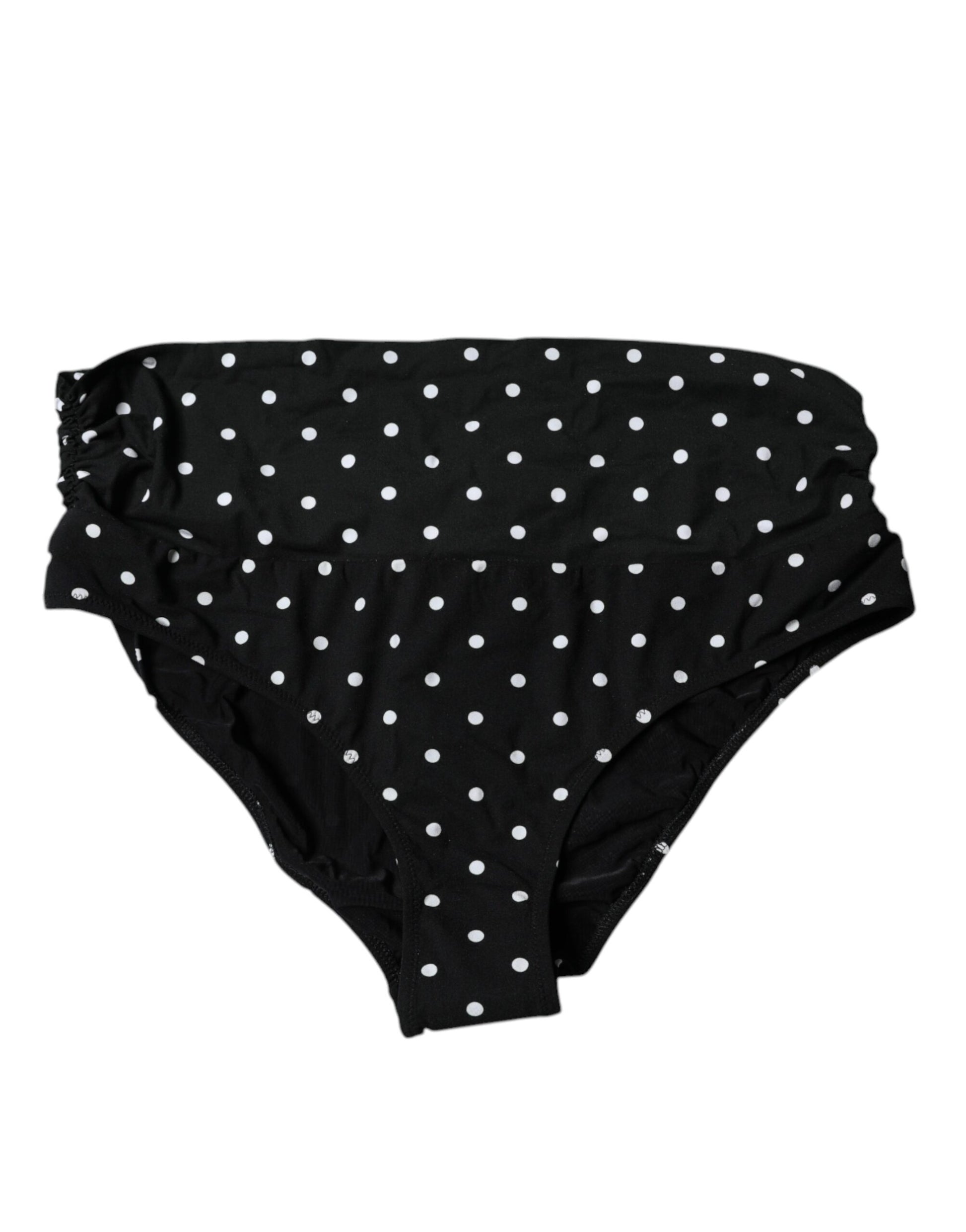 Black Polka Dot Swimsuit Bikini Bottom Swimwear-Dolce & Gabbana-LabelTerrace.com