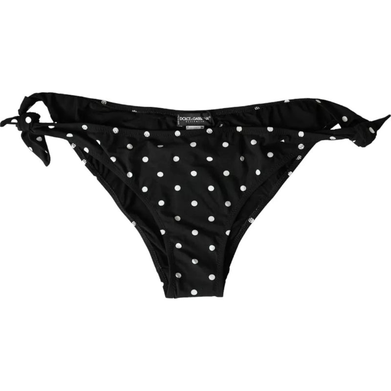 Black Polka Dot Swimwear Beachwear Bottom Bikini-Dolce & Gabbana-LabelTerrace.com