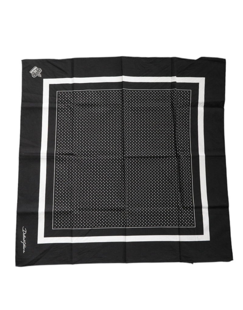 Black Polka Dots Cotton Handkerchief Scarf-Dolce & Gabbana-LabelTerrace.com