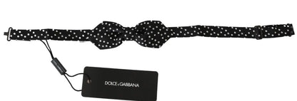 Black Polka Dots Mens Necktie Papillon 100% Silk Bow Tie-Dolce & Gabbana-LabelTerrace.com