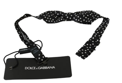 Black Polka Dots Mens Necktie Papillon 100% Silk Bow Tie-Dolce & Gabbana-LabelTerrace.com