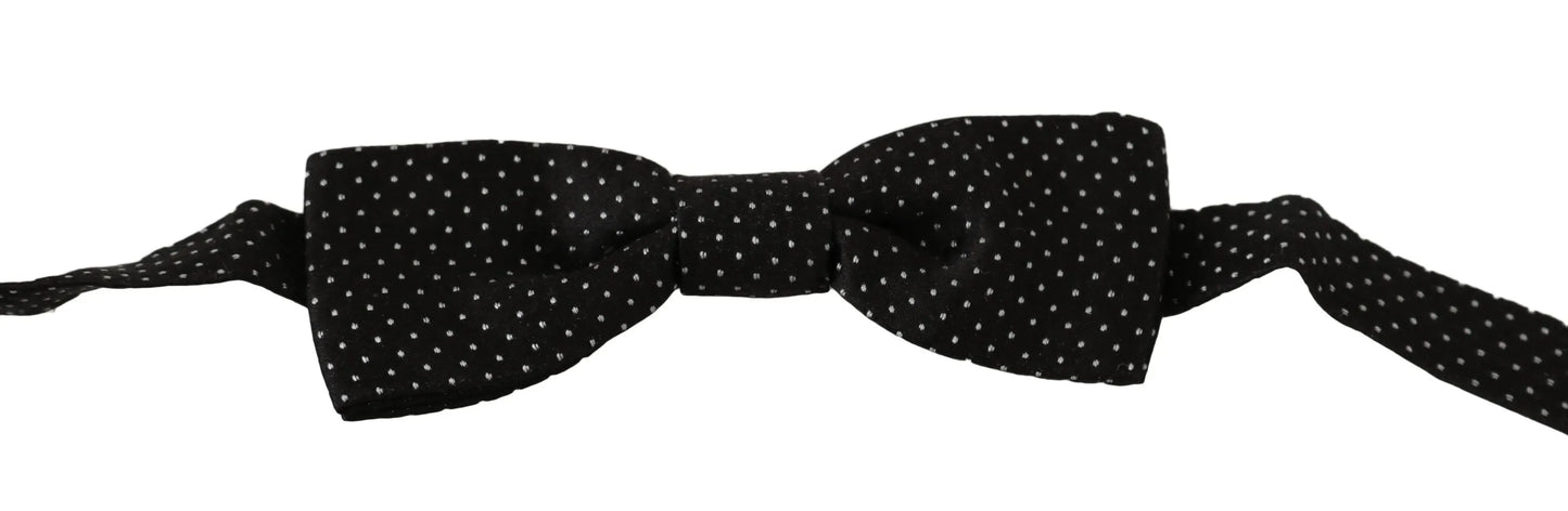Black Polka Dots Silk Adjustable Neck Papillon Men Bow Tie-Dolce & Gabbana-LabelTerrace.com