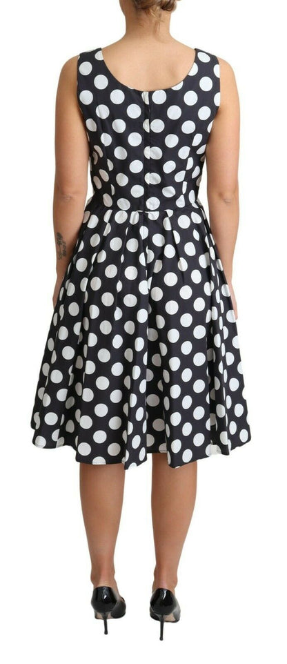 Black Polka Dotted Cotton A-Line Dress-Dolce & Gabbana-LabelTerrace.com