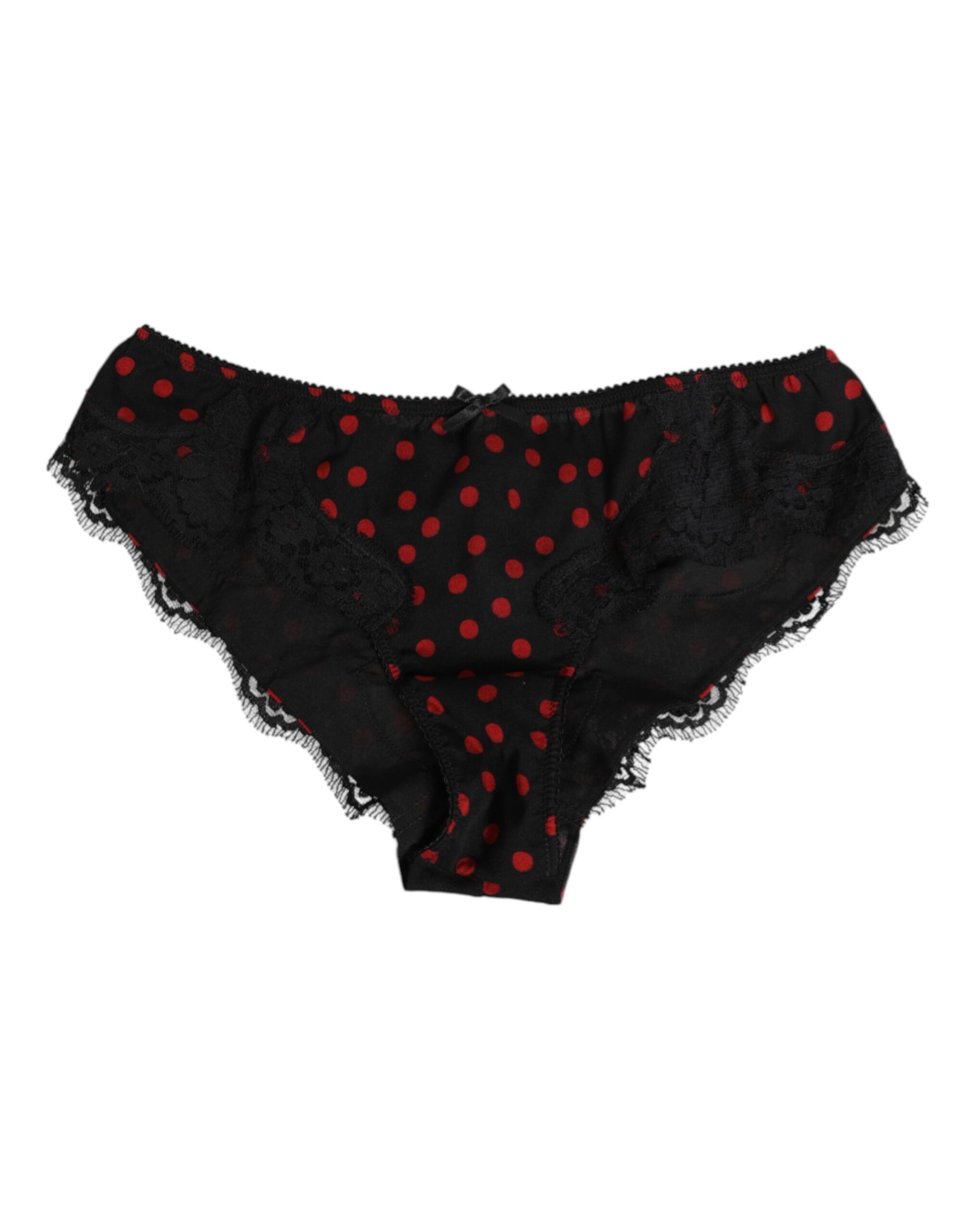 Black Polka Dotted Silk Low Waist Panty Underwear