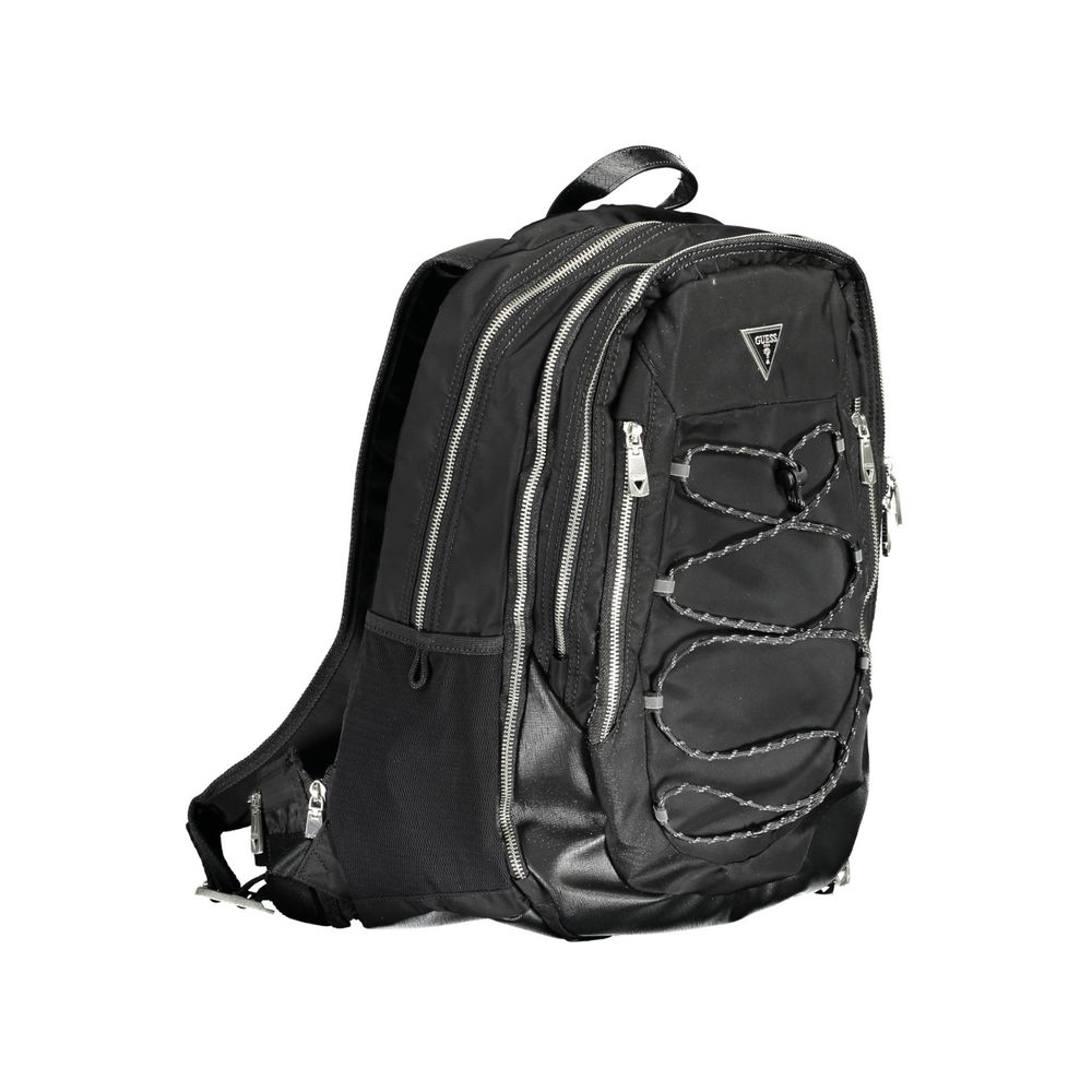 Black Polyamide Men Backpack-Guess Jeans-LabelTerrace.com