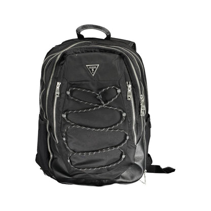 Black Polyamide Men Backpack-Guess Jeans-LabelTerrace.com