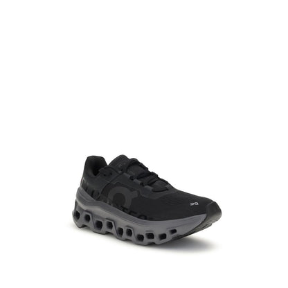 Black Polyester Athletic Sneakers