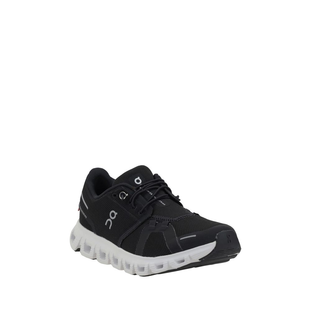 Black Polyester Athletic Sneakers