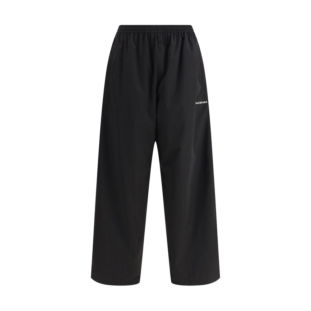 Black Polyester Casual Pants