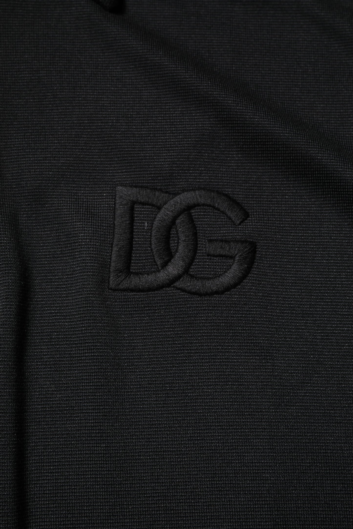 Black Polyester DG Logo Collared Polo T-shirt-Dolce & Gabbana-LabelTerrace.com