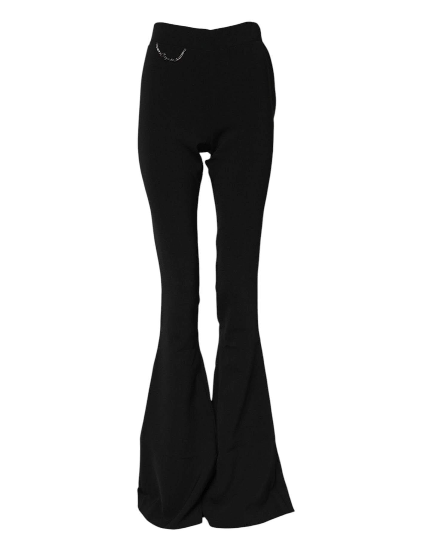 Black Polyester High Waisted Flared Pants-Dsquared²-LabelTerrace.com