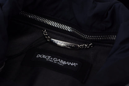 Black Polyester Hooded Blouson Coat Jacket