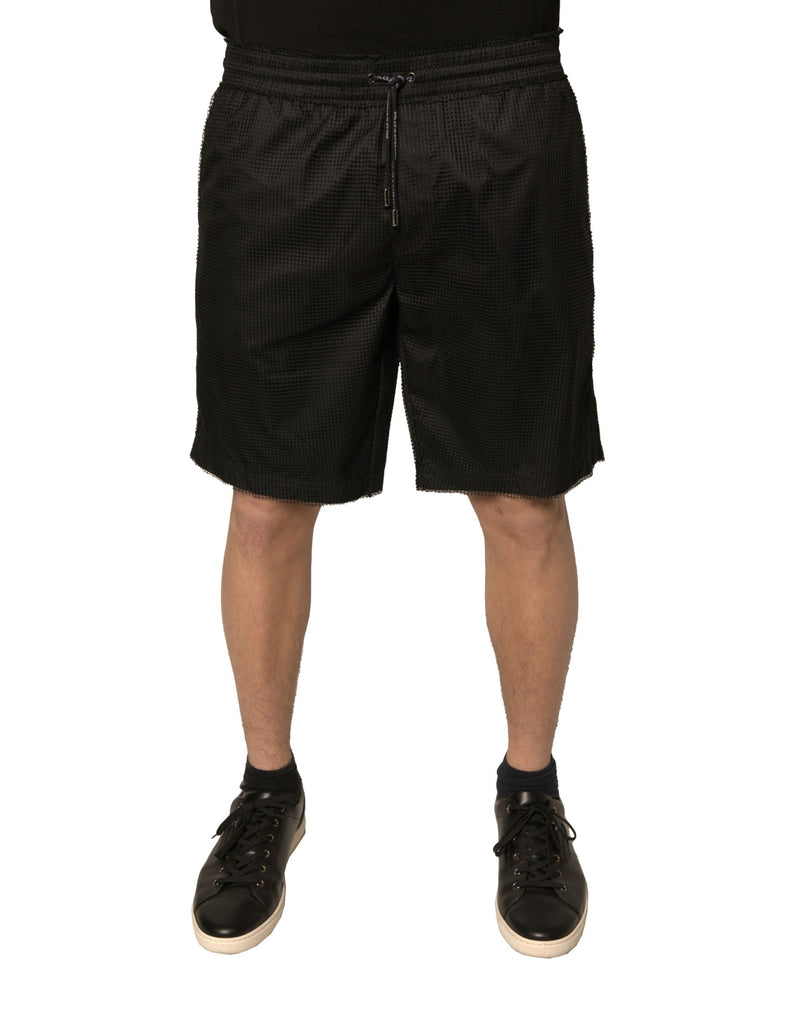 Black Polyester Jersey Mid Waist Shorts-Dolce & Gabbana-LabelTerrace.com