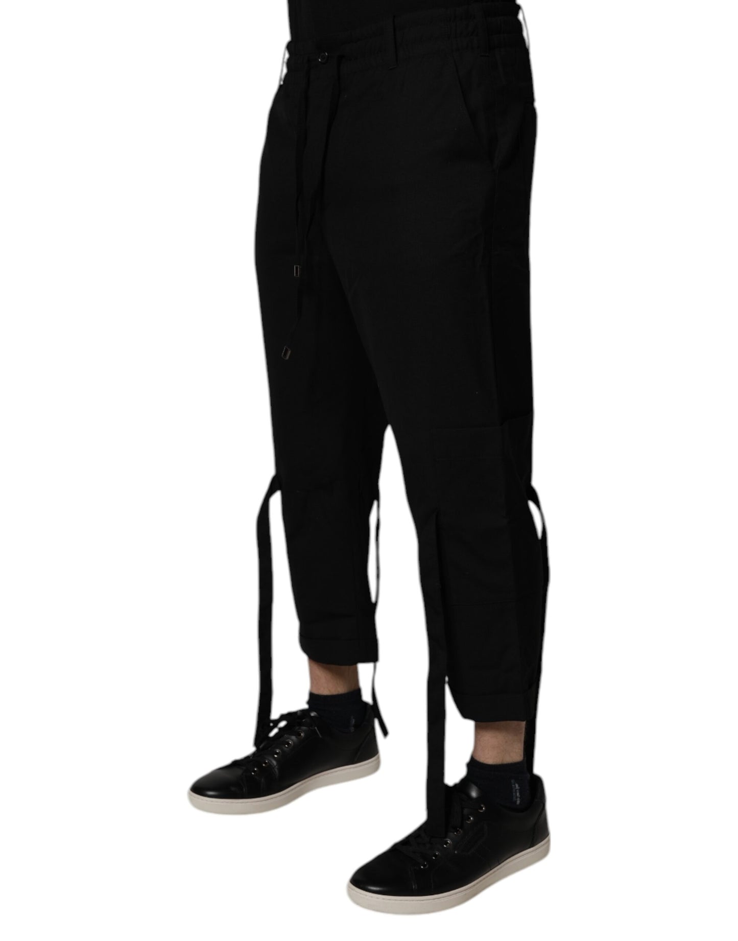 Black Polyester Men Cropped Pants-Dolce & Gabbana-LabelTerrace.com