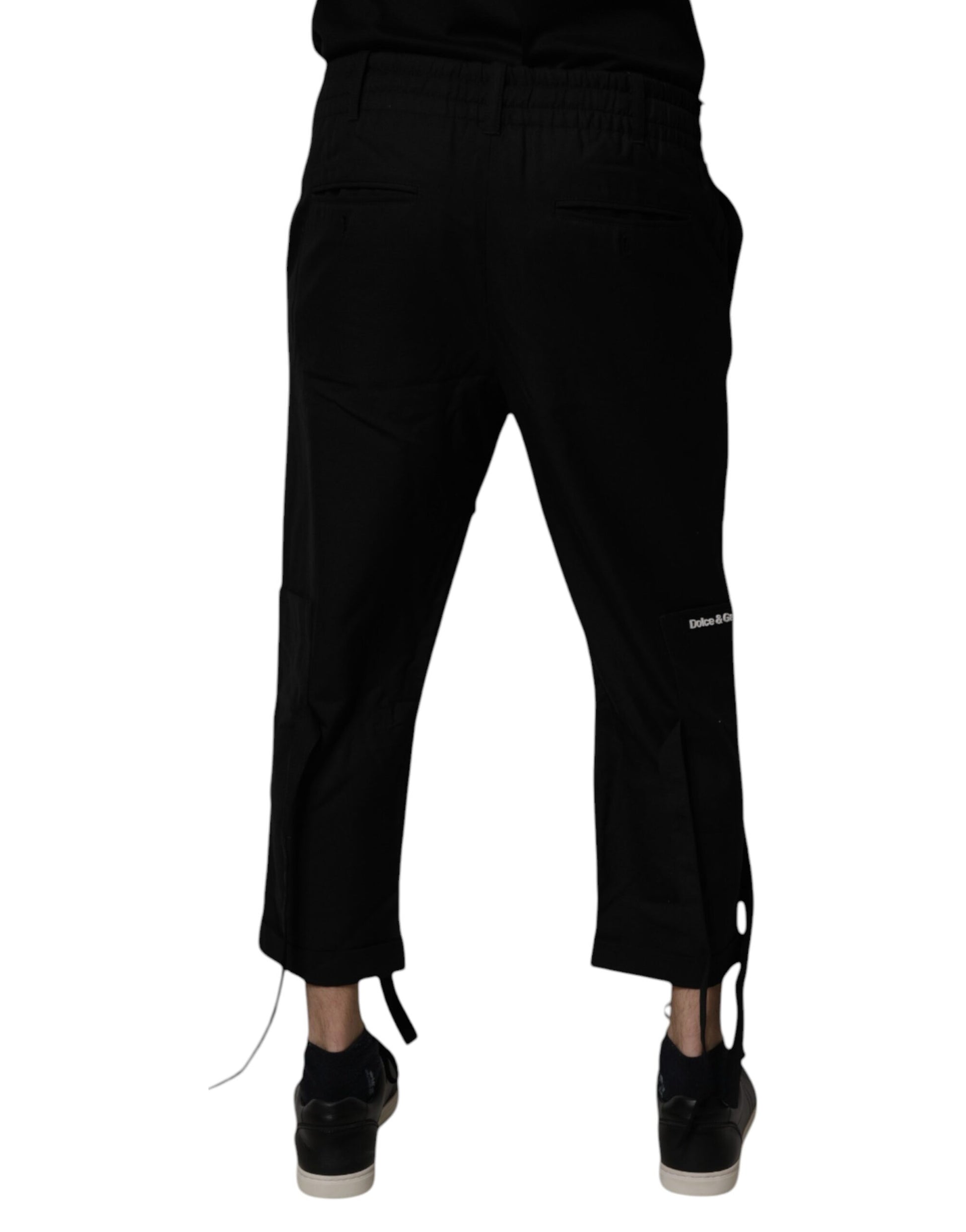 Black Polyester Men Cropped Pants-Dolce & Gabbana-LabelTerrace.com