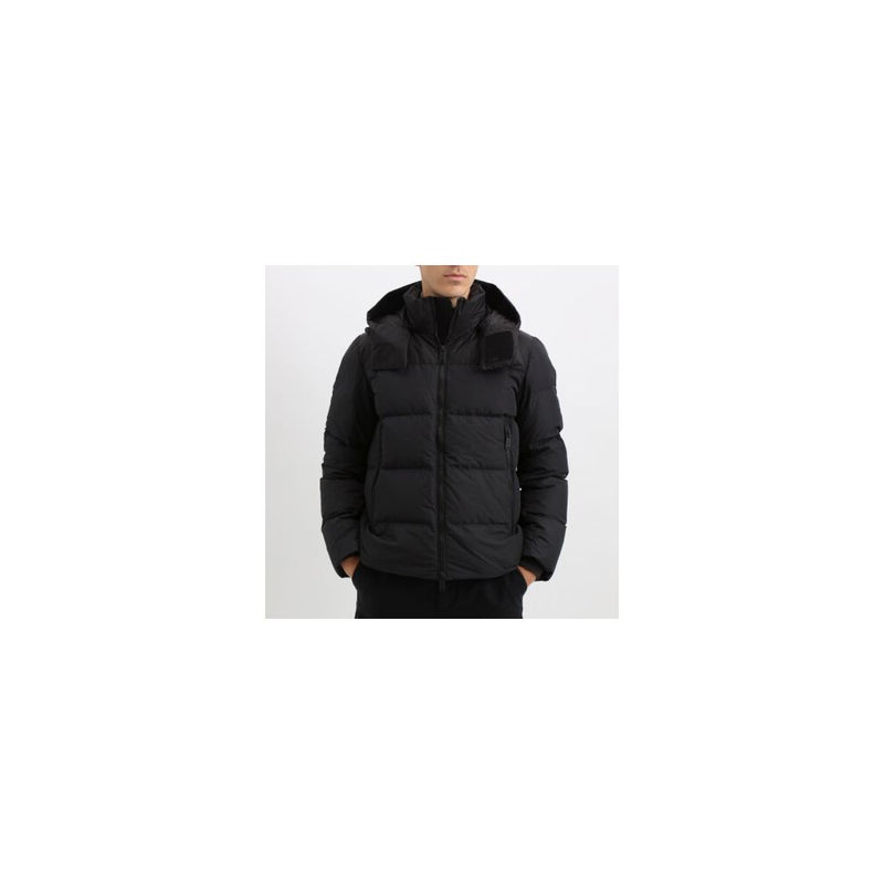 Black Polyester Men Jacket with Detachable Hood-Add-LabelTerrace.com