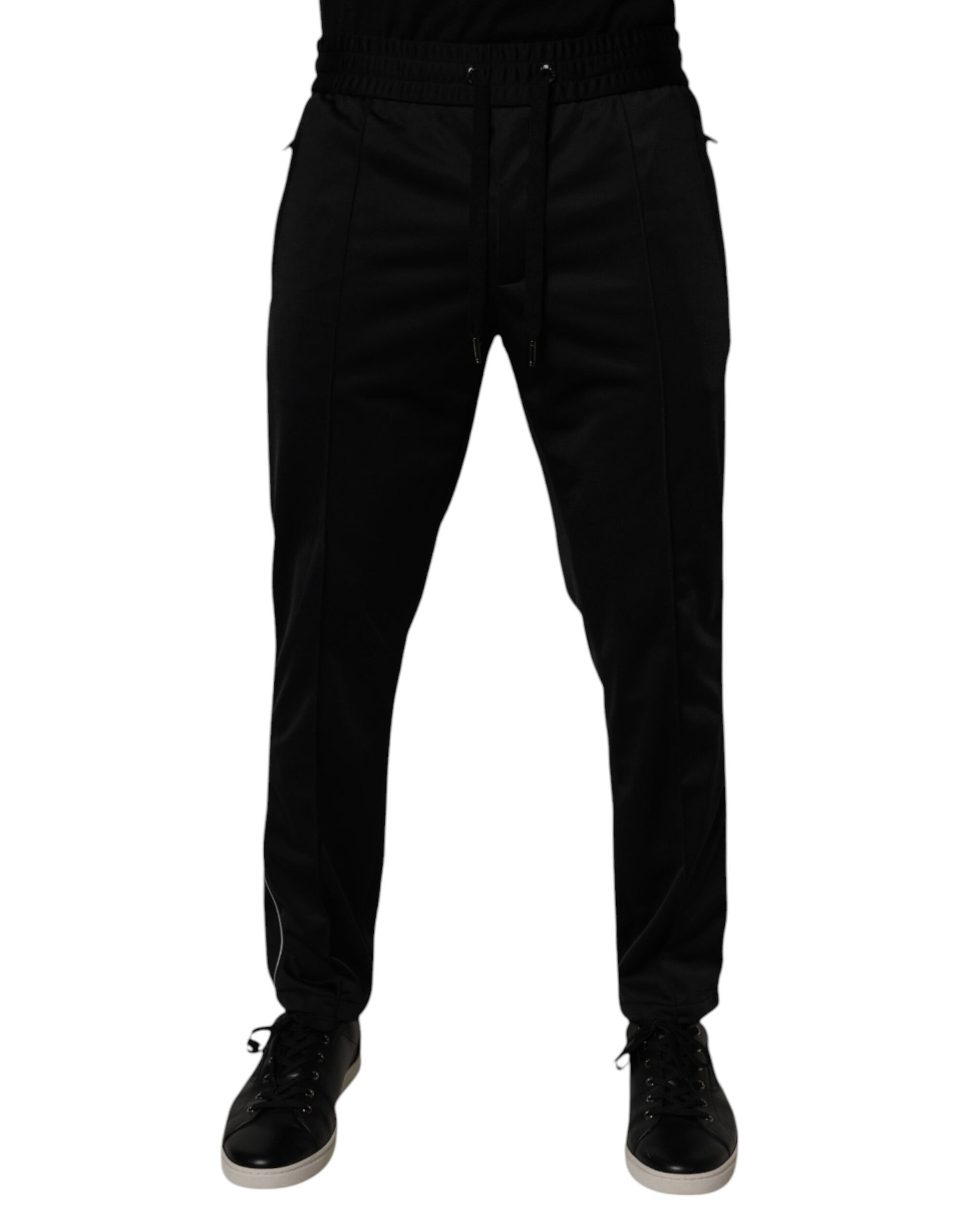 Black Polyester Men Jogger Sweatpants Pants-Dolce & Gabbana-LabelTerrace.com