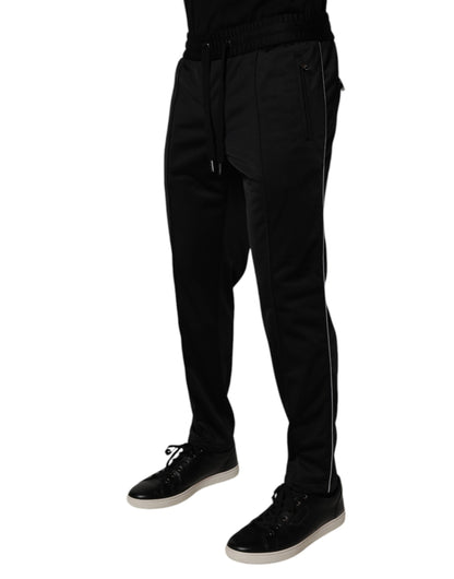 Black Polyester Men Jogger Sweatpants Pants-Dolce & Gabbana-LabelTerrace.com