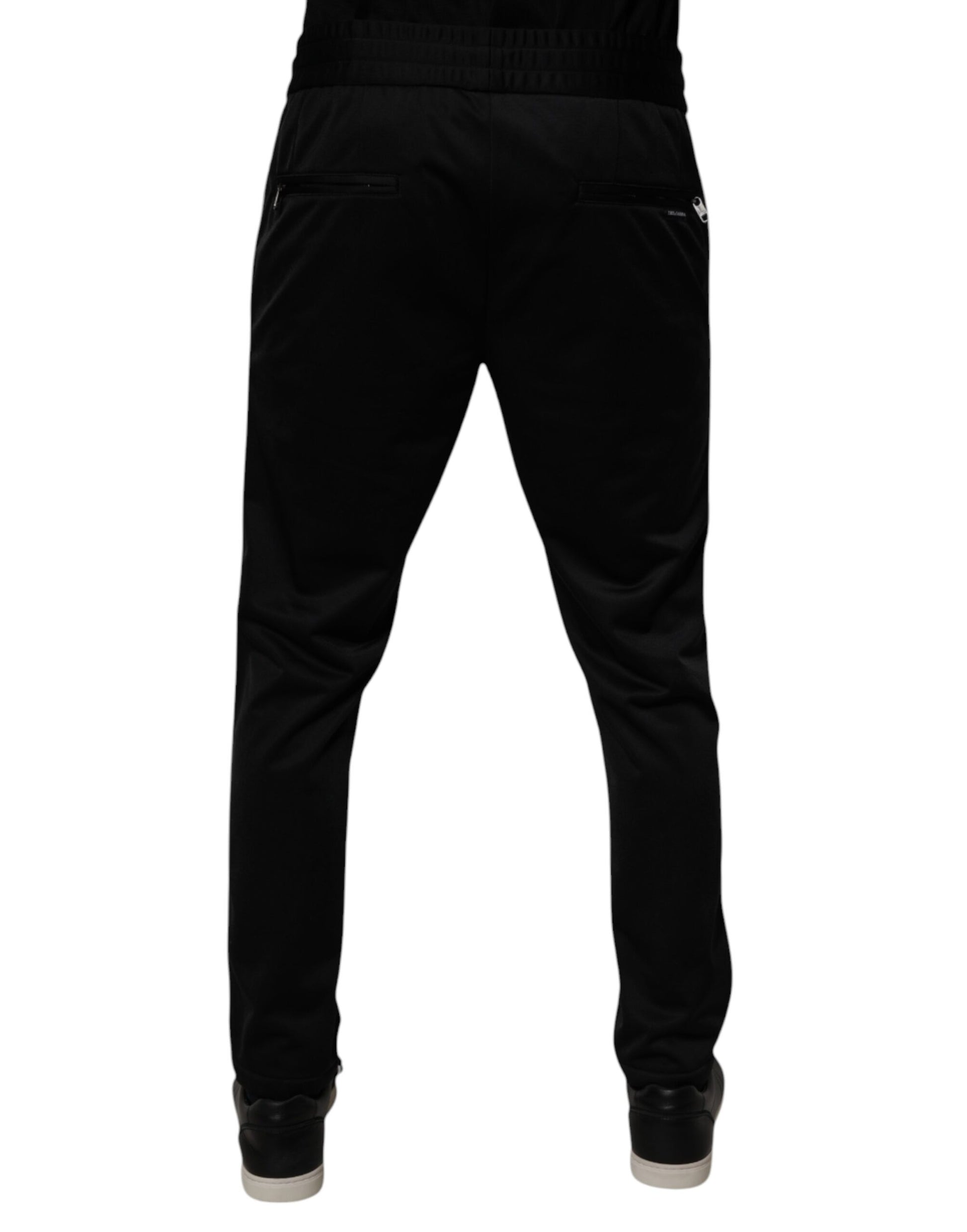 Black Polyester Men Jogger Sweatpants Pants