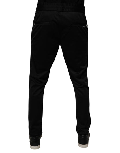 Black Polyester Men Jogger Sweatpants Pants-Dolce & Gabbana-LabelTerrace.com