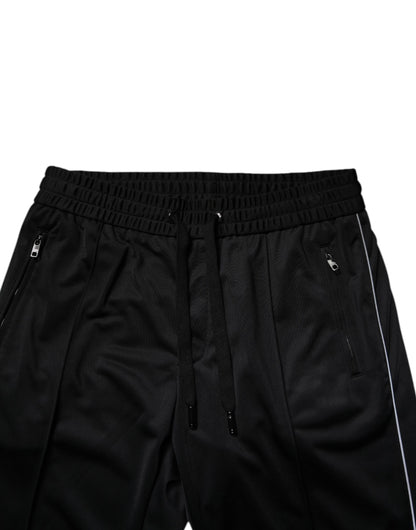 Black Polyester Men Jogger Sweatpants Pants