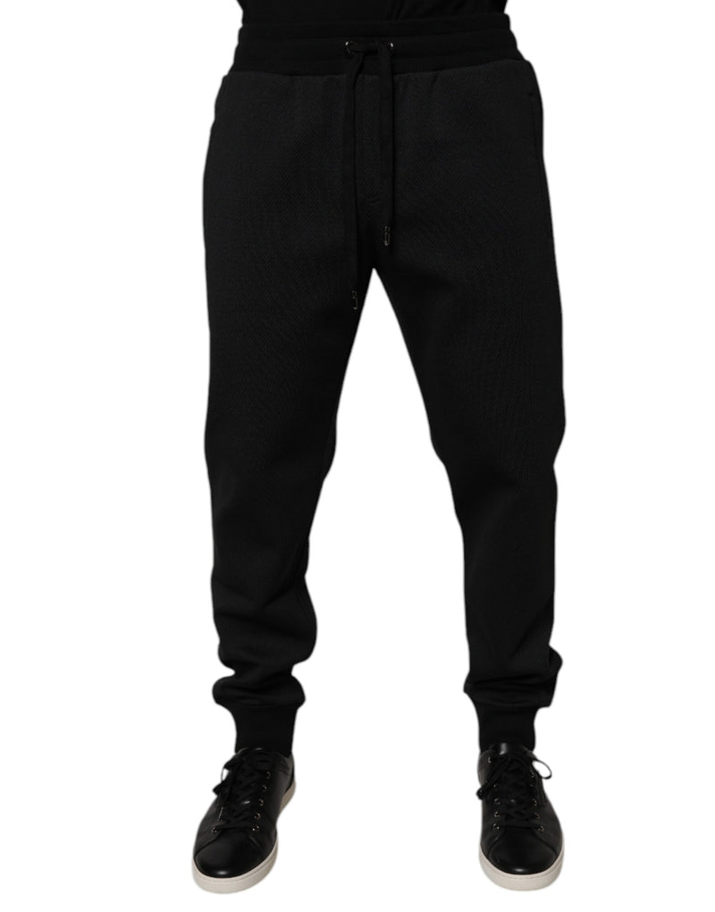 Black Polyester Men Jogger Sweatpants Pants-Dolce & Gabbana-LabelTerrace.com