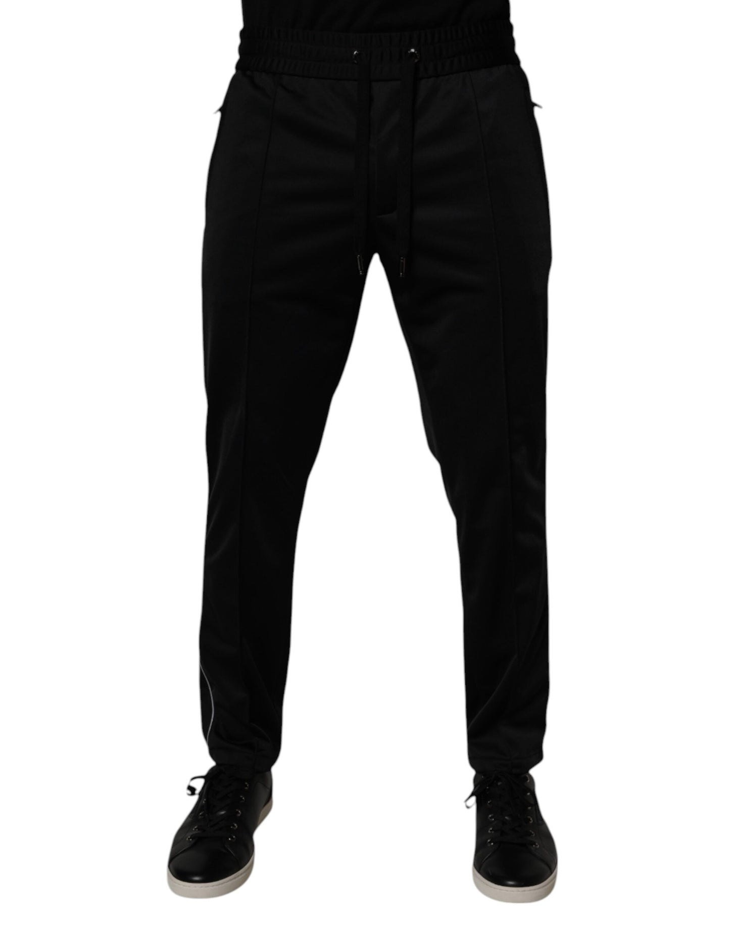 Black Polyester Men Jogger Sweatpants Pants-Dolce & Gabbana-LabelTerrace.com